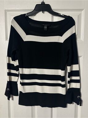 INC International Concepts Striped Crewneck Lightweight Sweater